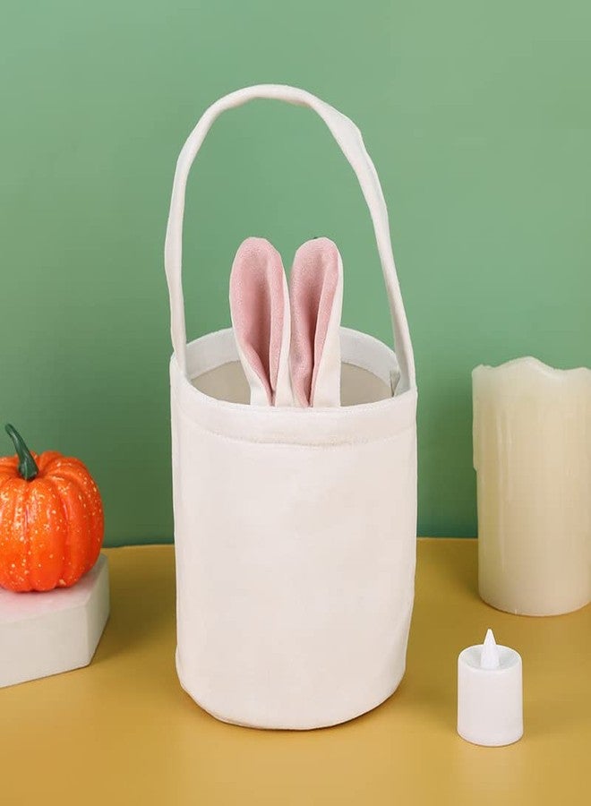 Ankelesz Easter Bunny Bag,Easter Basket Bunny Canvas Bag Eggs Gift Baskets for Kids Hunt Bag Easter Decorations - Image 2